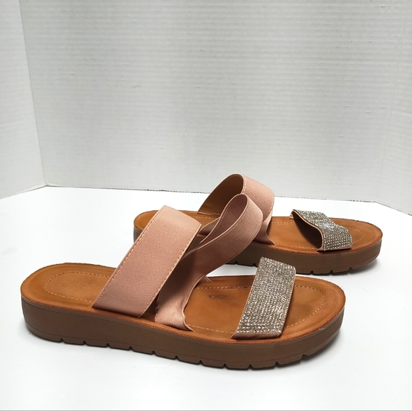 Chic Blush Sandals with Sparkling Strap - Picture 1 of 6